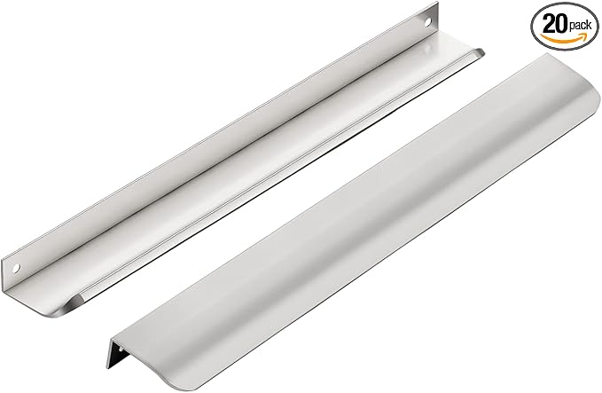 Ravinte Hardware 20 Pack Silver Cabinet Handles, 11.8 Inch (300mm) Finger Edge Pulls, 8.8 Inch Hole Center, Finger Pulls for Cabinets