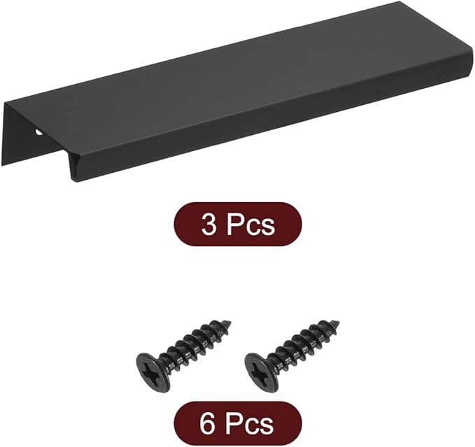 uxcell Cabinet Finger Edge Pull, 3pcs 120mm / 4.72" Aluminum Alloy Back Mount Hidden Cabinet Pulls Concealed Handle for Home Kitchen Drawer Cabinet, Black