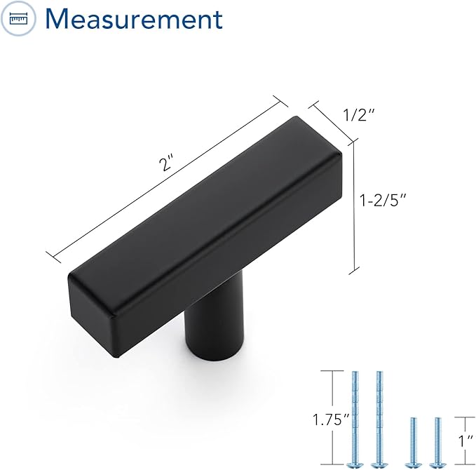 Ravinte Black Cabinet Handles 15 Pack Matte Black Square Cabinet Pulls Kitchen Hardware 2 inch Overall Length Kitchen Drawer Pulls