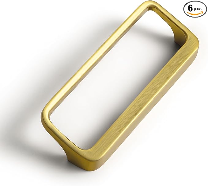 Goo-Ki Brushed Gold Cabinet pulls with 3''(76mm) Hole Center,Modern Zinc Alloy Finger Pulls for Drawer,Wardrobe,Cupboard,6 Pack