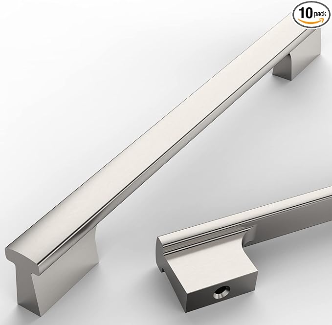 Asidrama 10 Pack 7 Inch(177mm) Brushed Satin Nickel Kitchen Cabinet Handles, Cabinet Pulls Kitchen Cabinet Hardware for Cupboard Drawer Pulls