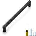 Ravinte 1 Pack Black Cabinet Pulls 8 Inch Square Kitchen Cabinet Handles Matte Black Kitchen Hardware for Drawer Pulls Drawer Handles Come with Screwdriver