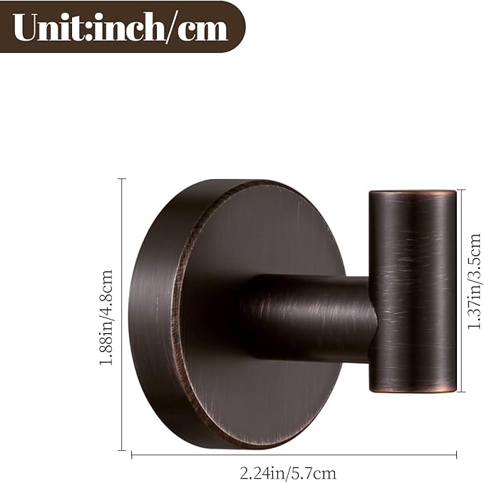 BigBig Home Bronze Towel Hooks, Bathroom Robe Hook Oil Rubbed, Bath Farmhouse Coat Clothes Hook Wall Mounted Rustic for Kitchen
