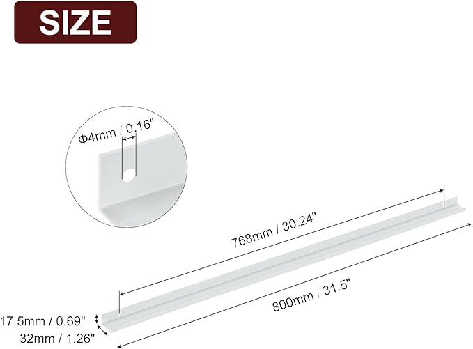uxcell Cabinet Finger Edge Pull, 3pcs 800mm / 31.5" Aluminum Alloy Back Mount Hidden Cabinet Pulls Concealed Handle for Home Kitchen Drawer Cabinet, White