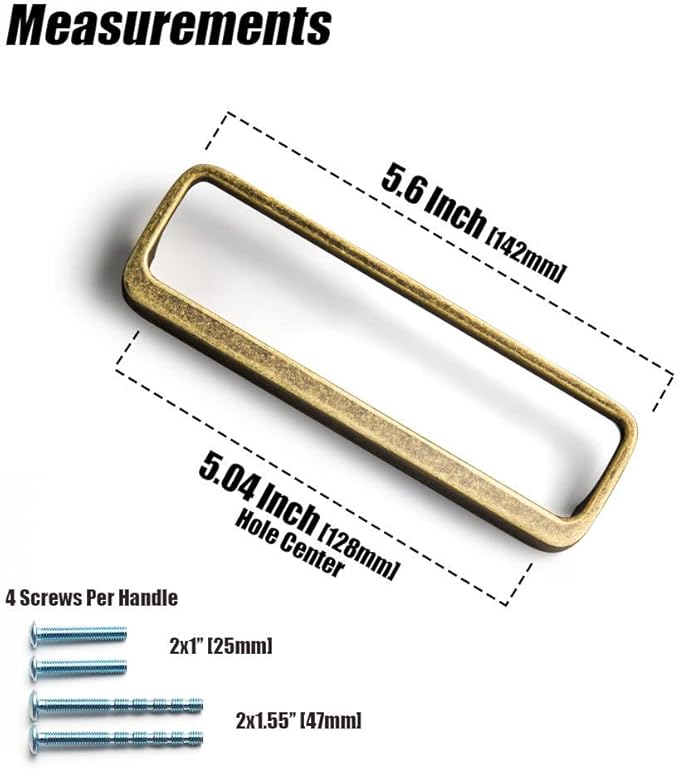Goo-Ki Antique Brass Cabinet Pulls with Hole Center 5''(128MM),Retro Zinc Alloy Drawer Pulls for Drawer,Wardrobe,Cupboard,6 Pack