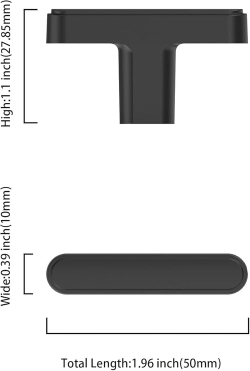 10 Pack Matte Black Modern Rectangular Kitchen Cabinet Knobs
