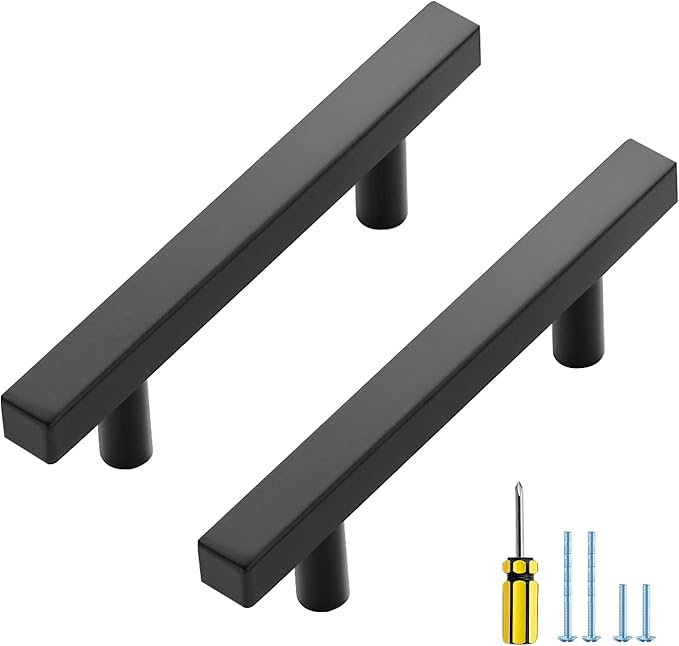 Ravinte 15 Pack Matte Black Cabinet Pulls Slim Kitchen Cabinet Handles 3 inch Hole Center Drawer Pulls Kitchen Drawer Handles Square Hardware Cupboard Hardware