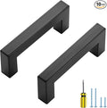 Ravinte 10 Pack Matte Black Cabinet Pulls Slim Kitchen Cabinet Handles 3 inch Hole Center Drawer Pulls Kitchen Drawer Handles Square Hardware Cupboard