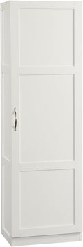 Sauder Miscellaneous Tall Storage Cabinet, Kitchen Pantry, Single Door with Adjustable Shelves, White Finish