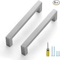 Ravinte 5 Pack Brushed Nickel Kitchen Cabinet Handles 5 Inch Cabinet Pulls Square Kitchen Hardware for Cabinet Drawer Pulls Drawer Handles Come with Screwdriver