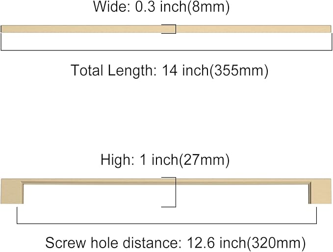 Asidrama 10 Pack 12.6 Inch(320mm) Brushed Brass Kitchen Cabinet Handles, Cabinet Pulls Kitchen Cabinet Hardware for Cupboard Drawer Pulls