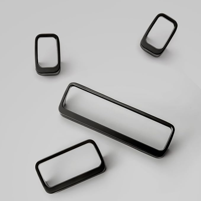 Goo-Ki Matte Black Cabinet pulls with 3''(76mm) Hole Center,Modern Zinc Alloy Finger Pulls for Drawer,Wardrobe,Cupboard,6 Pack