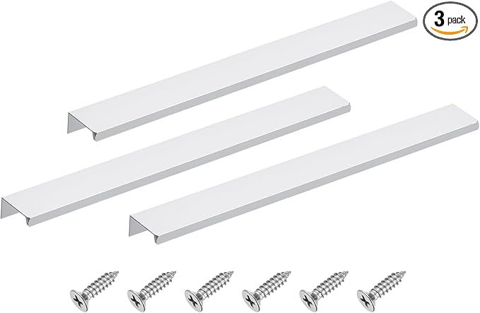 uxcell Cabinet Finger Edge Pull, 3pcs 300mm / 11.81" Aluminum Alloy Back Mount Hidden Cabinet Pulls Concealed Handle for Home Kitchen Drawer Cabinet, Silver