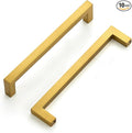 Ravinte 10 Pack Solid Gold Kitchen Cabinet Handles Slim Drawer Pulls with 5 Inch Hole Center Square Bar Cupboard Hardware