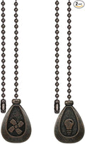 Vinaco Bronze Ceiling Fan Pull Chain Set, Decorative Fan Pull Chain Extension with Pendant, 12 Inches Pull-Chains for Fans and Light with 3MM Ball Bead Chain, 2 Pack Fan Light Pull-Chain Extension