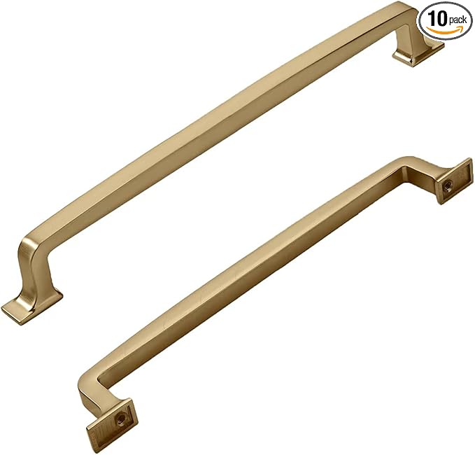 KHTUMEWARE 10pk 8" Cabinet Handles Champagne Bronze Pulls - Warm Brass Drawer Pulls - Kitchen Cabinet Hardware