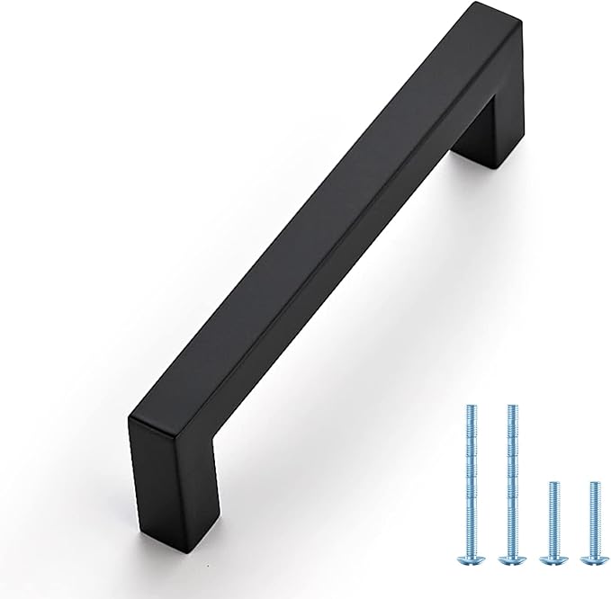 Ravinte 1 Pack Black Cabinet Pulls 3-1/2 Inch Square Kitchen Cabinet Handles Matte Black Kitchen Hardware for Drawer Pulls Drawer Handles Come with Screwdriver