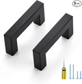 Ravinte 5 Pack Squre Cabinet Pulls 2-1/2 Inch Black Kitchen Cabinet Handles Matte Black Kitchen Hardware for Cabinet Black Drawer Pulls Black Square Cabinet Pulls Drawer Handles Come with Screwdriver