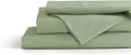 Linen Home 100% Cotton Percale Sheets Twin Size, Sage, Deep Pocket, 3 Pieces Set - 1 Flat, 1 Deep Pocket Fitted Sheet and 1 Pillowcase, Crisp Cool and Strong Bed Linen