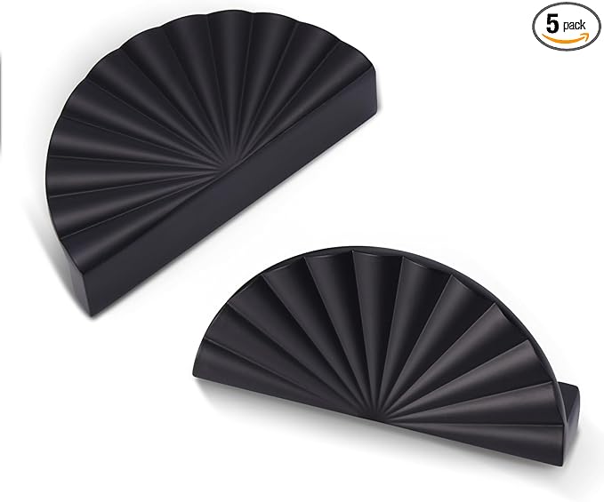 5 Pack 3 Inch (76mm) Matte Black Cabinet Pulls Cup Flat Drawer Handles Kitchen Cupboard Pull Bathroom Dresser Sunflower Handle Unique Hardware for Furniture Door Wardrobe Hardware TYH-MB-5