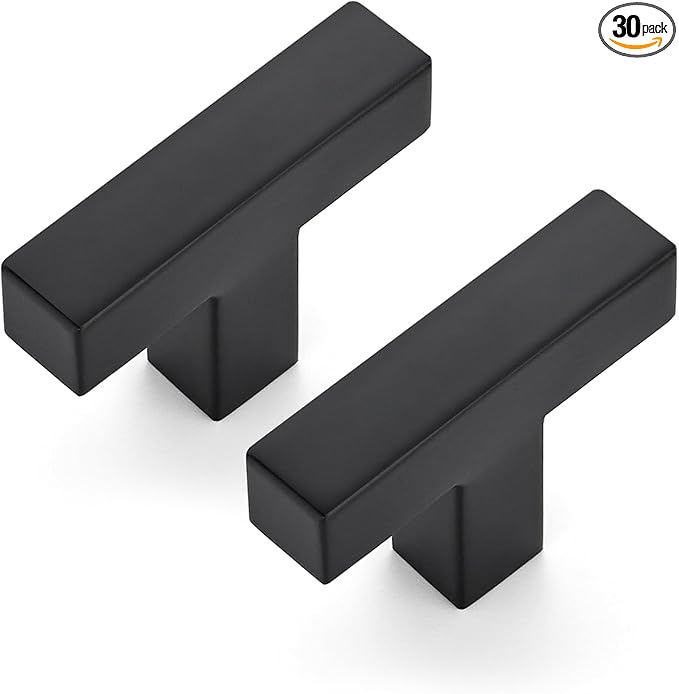 JOY DECOR 30 Pack Cabinet Knobs, Black Cabinet Handles, 2 Inch Kitchen Knobs, Single Hole Drawer Hardware for Dresser Drawers