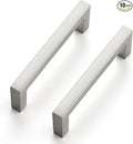 Ravinte 10 Pack Solid Brushed Nickel Kitchen Cabinet Handles Slim Drawer Pulls with 3-1/2 Inch Hole Center Square Bar Cupboard Hardware