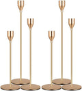 Denique Metal Gold Taper Candle Holder Set of 6 PCS for Table Centerpiece, Gold Candlestick Holders for Home Decor, Wedding, Dining, Party, Fits 3/4 inch Thick Candle&Led Candles