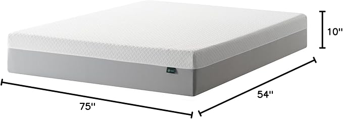 ZINUS 10 Inch Green Tea Essential Memory Foam Mattress [New Version], Full, Fiberglass Free, Medium Feel, Breathable Airflow Memory Foam, Certified Safe Foams & Fabric, Mattress in A Box