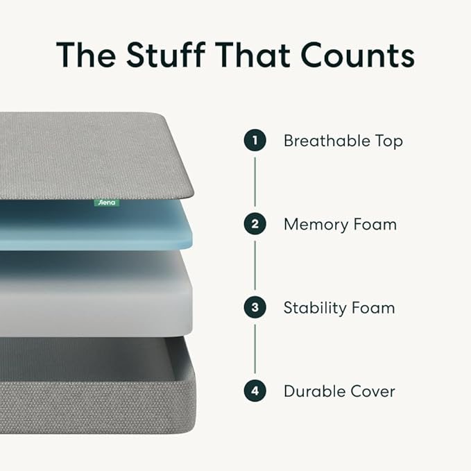 Siena 8” King Memory Foam Mattress - Medium Firm - 180 Night Trial - Premium Pressure-Relieving Layers - 10 Year Warranty - Mattress in a Box - CertiPUR-US Certified