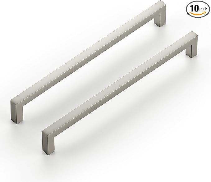 Ravinte 10 Pack Solid 7-1/2 Inch Center to Center Slim Square Bar Dresser Drawer Handles Kitchen Cabinet Handles Brushed Nickel Drawer Pulls Kitchen Cabinet Hardware Pulls