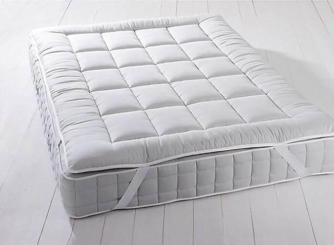 Royal Hotel Bedding Plush Mattress Topper, Split King, Consist of 2 Twin XL Toppers for Adjustable King Bed, 2 Inches Hypoallergenic Overfilled Down Alternative Anchor Bands Mattress Topper