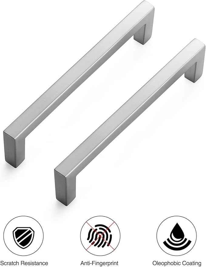 Ravinte 30 Pack Solid 5 Inch Center to Center Slim Square Bar Drawer Handles Cabinet Hardware - Brushed Nickel Kitchen Pulls