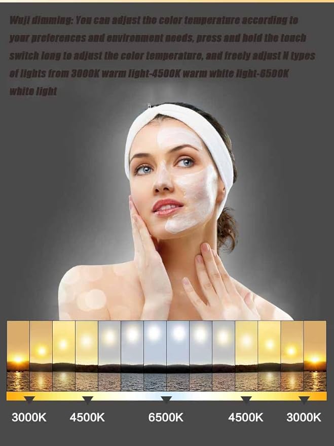 Half Moon LED Bathroom Mirror, Frameless Backlit Wall Mirror, Anti-Fog Smart Vanity Mirror,3 Colors Lights Dimmable Brightness and Time,Touch Switch (Right Semicircle, 100 * 70)