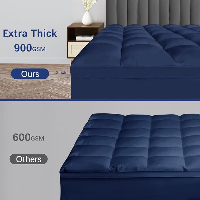 CYMULA Twin Mattress Topper, Cooling Mattress Pad Cover, Thick Pillow Top Topper for Mattress with 8-21 Inch Elasticated Deep Pockets, Plush Down Alternative Fill Mattress Protector
