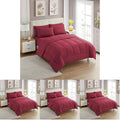Sweet Home Collection 7 Piece Comforter Set Bag Solid Color All Season Soft Down Alternative Blanket & Luxurious Microfiber Bed Sheets, Burgundy, Twin XL (Pack of 4)