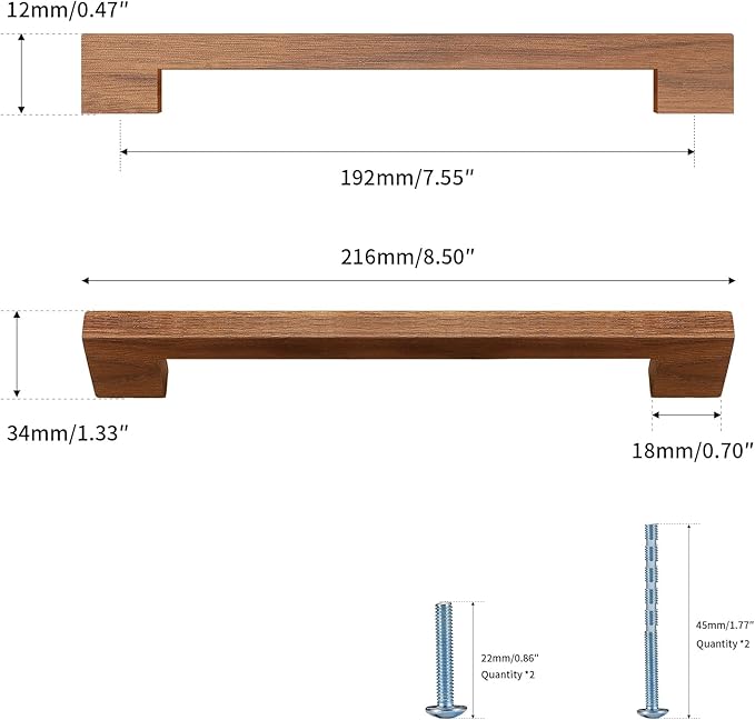 Walnut Square 7-1/2in 10 pcs Wooden Drawer Pulls Handle pulls for cabinets Kitchen Cabinet Drawer pulls Cabinet Door Pull