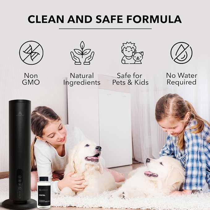 Santal Diffuser Oil, 3.3 Fl Oz, 100 mL, Diffuser Fragrance Oil for Home, Bathroom & Office, Aromatherapy Blend of Natural Essential Oil, Sandalwood & Musk Scent.