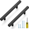 Ravinte Black Cabinet Handles 5 Pack 4 inch Matte Black Square Cabinet Pulls Kitchen Hardware 6-3/8 Inch Overall Length Kitchen Drawer Pulls