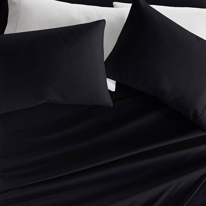 Linen Market Bed Sheets for California King Size Bed (Black) - Sleep Better Than Ever with These Soft and Cooling California King Sheets - Deep Pocket Fits 16" Thick Beds - 4 Piece Cal Sheet Set