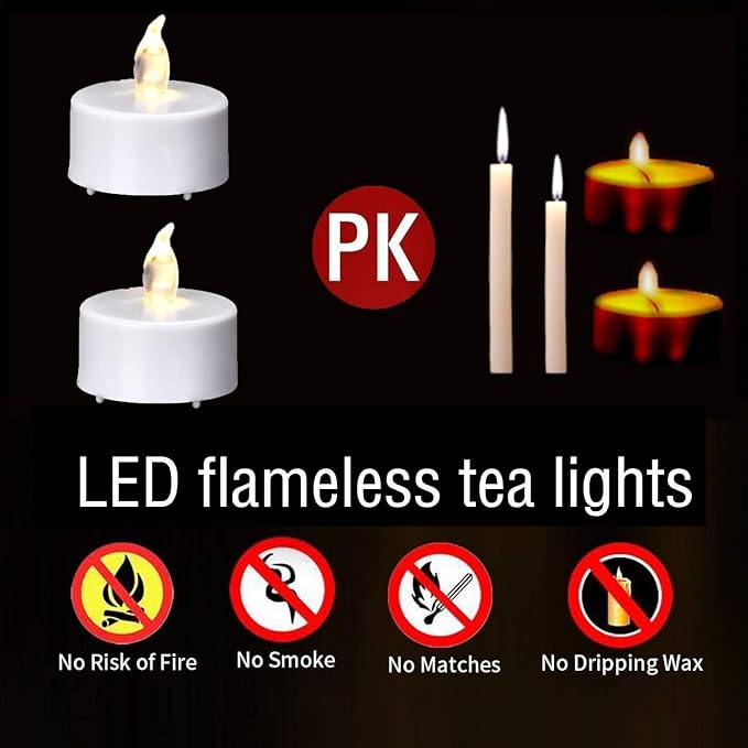 Battery Operated Tea Light Candles:200 Pack Flameless LED Realistic Flickering Candles 100+ Hours Electric Fake Candle in Warm White Ideal for Party, Wedding, Birthday, Gifts and Home Decoration