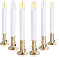 6-Pack Dusk to Dawn Electric Christmas Window Candle Lights with Shatterproof Plastic LED Bulbs, Plug-in Corded Window Candle Lamps, Auto On/Off Light Sensor, 6 Suction Cups Included, Warm White