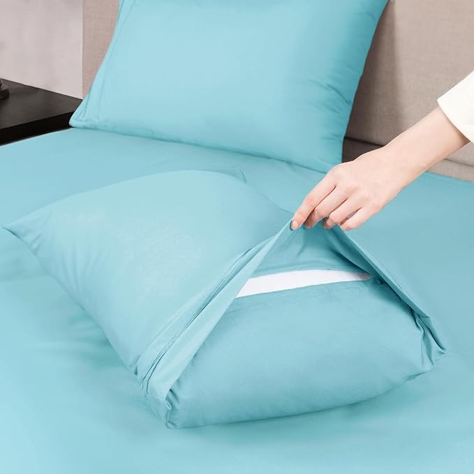 Mejoroom California King Size Sheet Set - Soft Microfiber Bed Sheets,Deep Pocket Fitted Sheet, Breathable, Wrinkle & Fade Resistant - 4 Piece (California King,Baby Blue)