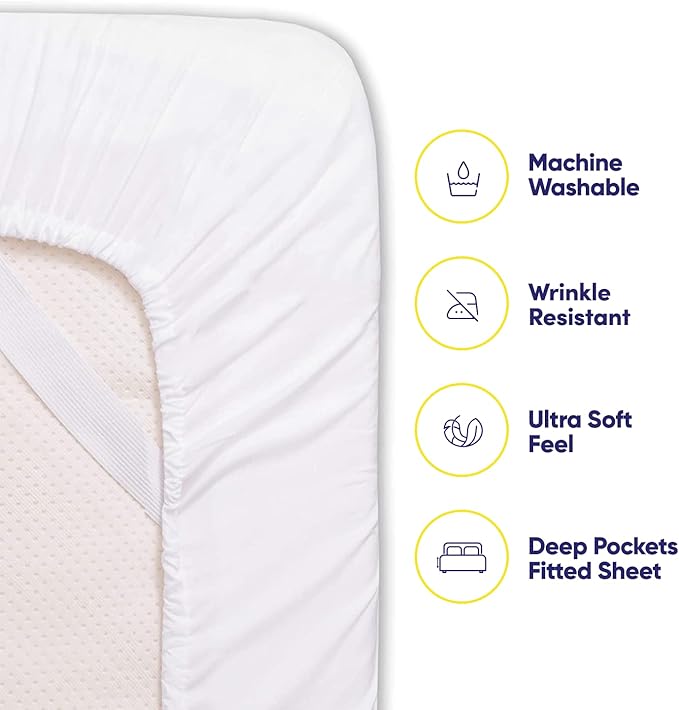 Sweet Home Collection 6 Piece 1500 Supreme Collection Brushed Microfiber Deep Pocket Bed Sheet Set-2 Extra Pillow Cases, Great Value, Rv Short Queen, White