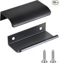 JOOJA 10 Pack Modern Style Finger Edge Pull Furniture DrawerHandles Hidden Cabinet Kitchen Drawer Handles Knobs,Black 80mm