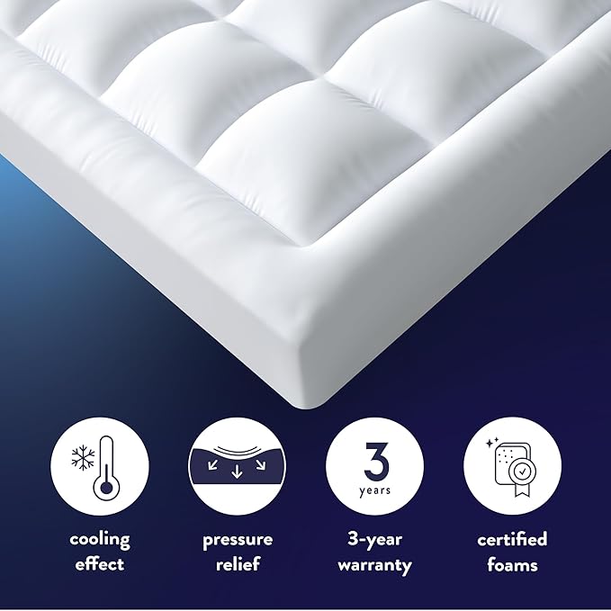 Best Price Mattress 4 Inch Pillowtop Mattress Topper and Pad Combo, 2 Inch Egg Crate Foam Mattress Topper, 2 Inch Plush Mattress Pad, Certified Safe Foam and Fabric, Dorm Essentials, Full