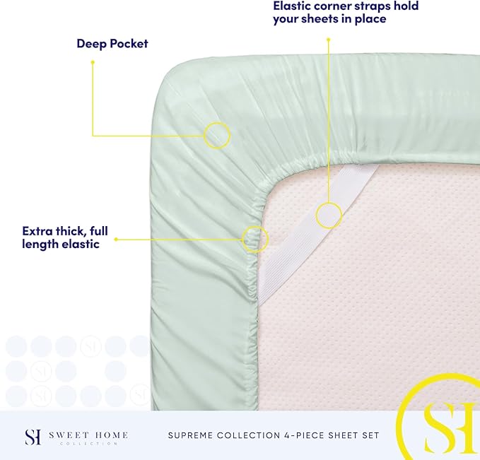 King Size Sheets - Breathable Luxury Bed Sheets with Full Elastic & Secure Corner Straps Built In - 1800 Supreme Collection Extra Soft Deep Pocket Bedding Set, Sheet Set, King, Mint