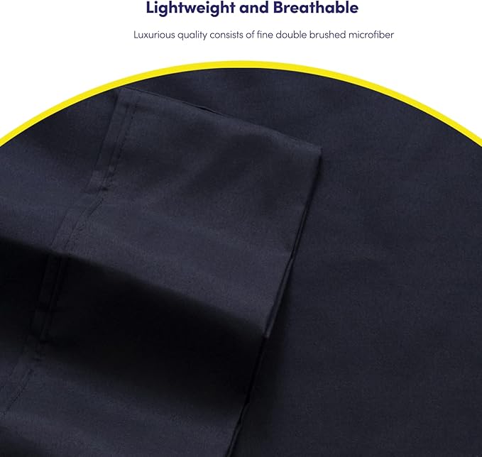 Full Size Bed Sheets - 6 Piece 1500 Supreme Collection Fine Brushed Microfiber Deep Pocket Full Sheet Set Bedding - 2 Extra Pillow Cases, Great Value, Full, Navy