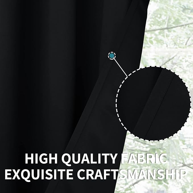 BGment Blackout Curtains for Bedroom - Grommet Thermal Insulated Room Darkening Curtains for Living Room, Set of 2 Panels, Each 46 x 84 Inch, Black