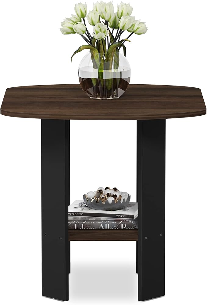 Furinno Simple Design 2-Pack End Side Table, Columbia Walnut/Black