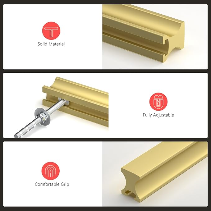 homdiy 25 Pack Adjustable Brushed Brass Cabinet Pulls 2" to 8.8" (51-224mm) Adjustable Hole Distance Drawer Pulls